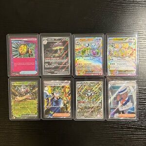 Bundle of 8 Full Art Holo Unused Pokemon Cards in Sleeves and Top Loaders